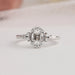 Vintage asscher cut lab made diamond engagement with a lovely halo of round diamonds