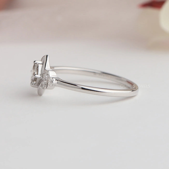Side View of White gold lab diamond ring crafted with Princess  and round cut diamond  