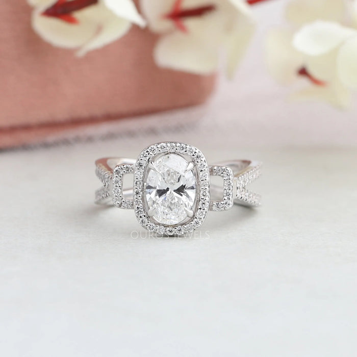 [Vintage Oval Diamond Engagement Ring]-[Ouros Jewels]