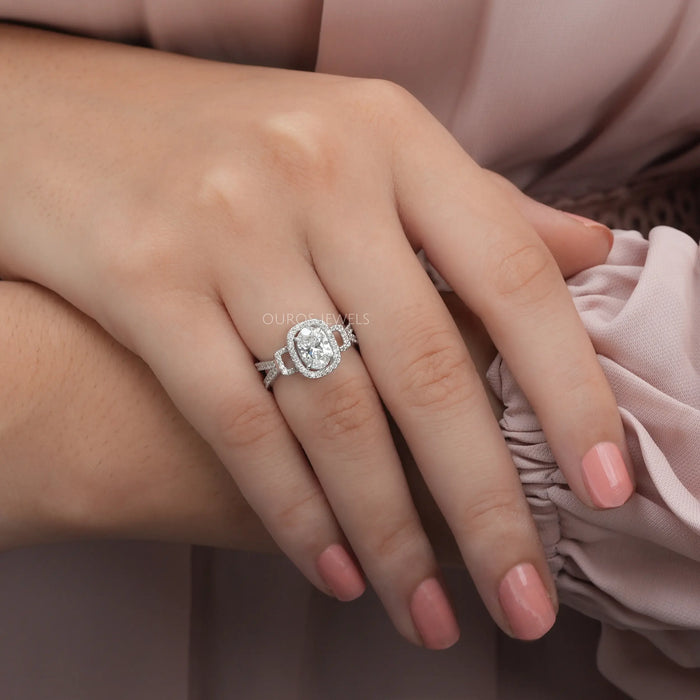 Double Halo Split Shank Round Cut Lab Created Diamond Engagement Ring -  Yalish Diamonds