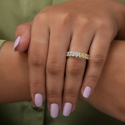 Yellow Oval Cut Lab Grown Diamond Eternity Wedding Band