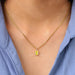 [On Neck View Of 1 Carat Yellow Oval Diamond Solitaire Pendant]-[Ouros Jewels]