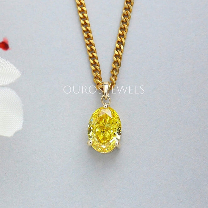 [1 Carat Yellow Oval Diamond Solitaire Pendant]-[Ouros Jewels]