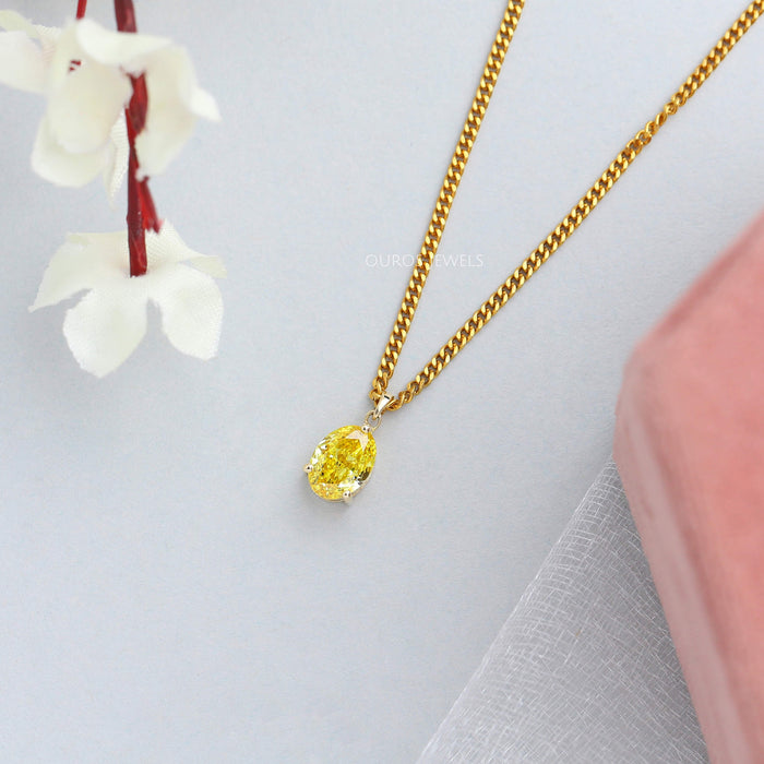 [Yellow Oval Diamond Solitaire Pendant]-[Ouros Jewels]