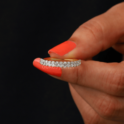 Oval Cut Lab Grown Diamond Half Eternity Wedding Band