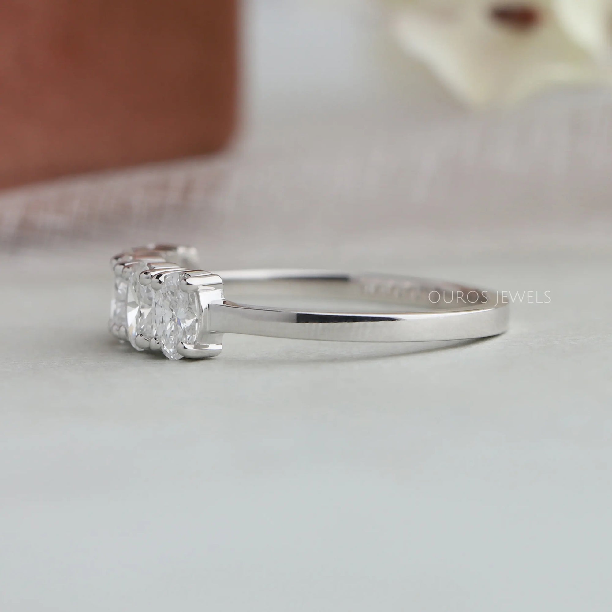 Five Stone Oval Cut Lab Grown Diamond Wedding Ring