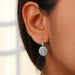 [A Women wearing Oval Cut Loose Lab Grown Diamond Earrings]-[Ouros Jewels]