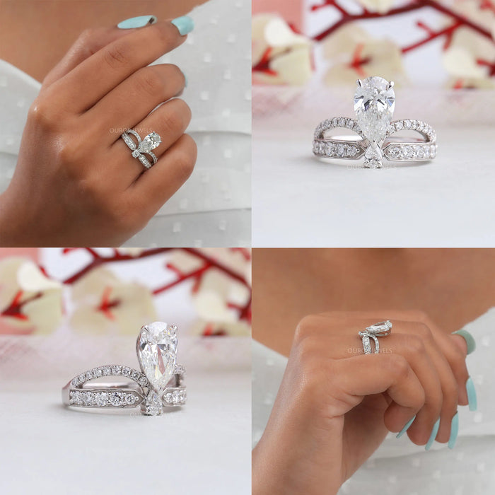 Pear Shaped Wedding Ring Set  Ouros Jewels — Ouros Jewels LLC