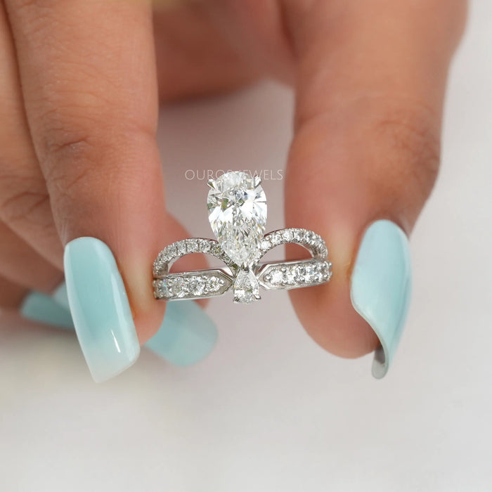 [Pear Shaped Bridal Ring]-[Ouros Jewels]