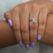 In finger look of pear shaped bypass set lab created diamond engagement ring
