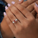 In Finger View Of Three-Stone Lab Diamond Engagement Ring 
