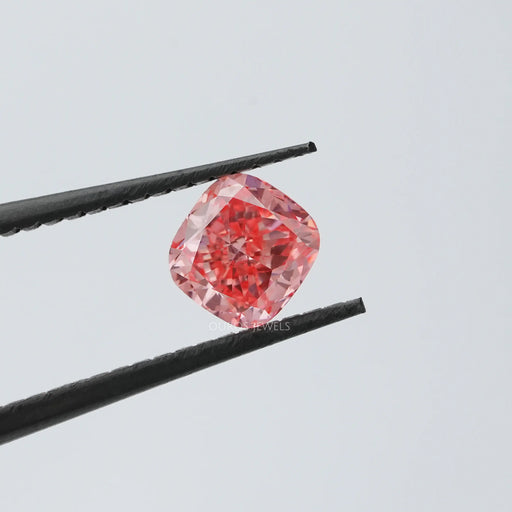 [Pink cushion cut lab grown diamond in VS clarity ]-[Ouros Jewels]