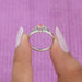 In Finger side look of brilliant cut lab made diamond engagement ring
