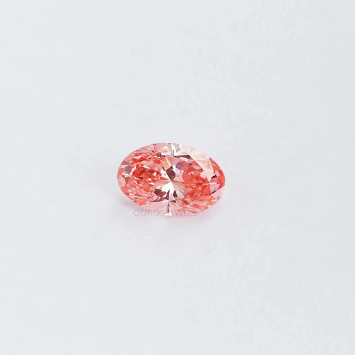 Pink oval shaped lab made diamond
