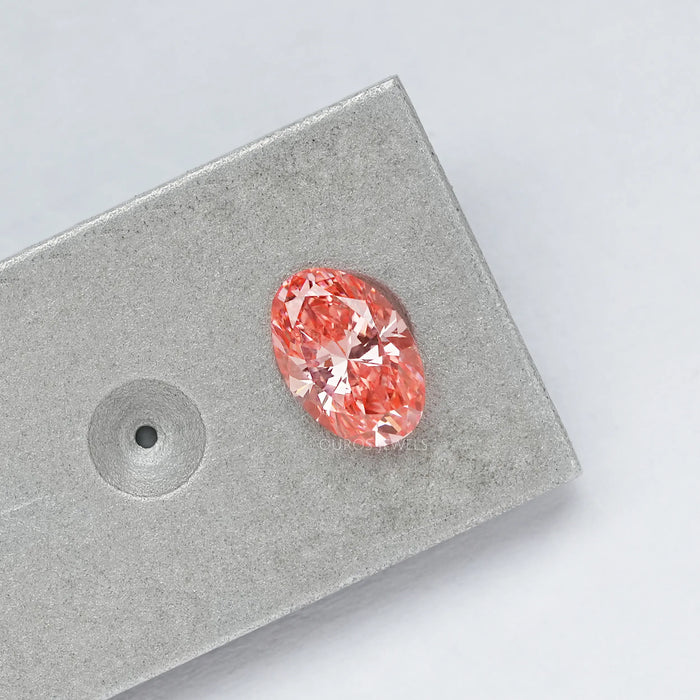 Pink oval diamond made with lab diamond with unique cuts and shine