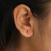 In ear look of fancy pink radiant cut diamond earrings