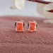Radiant cut diamond solitaire studs with claw prongs in rose gold