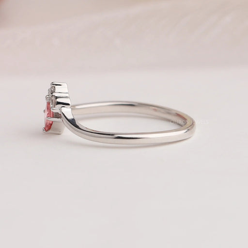 Pink Princess Cut Curved Dainty Ring