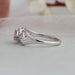 [Side Look Of 14K White Gold Split Shank Halo Diamond Engagement Ring]-[Ouros Jewels]
