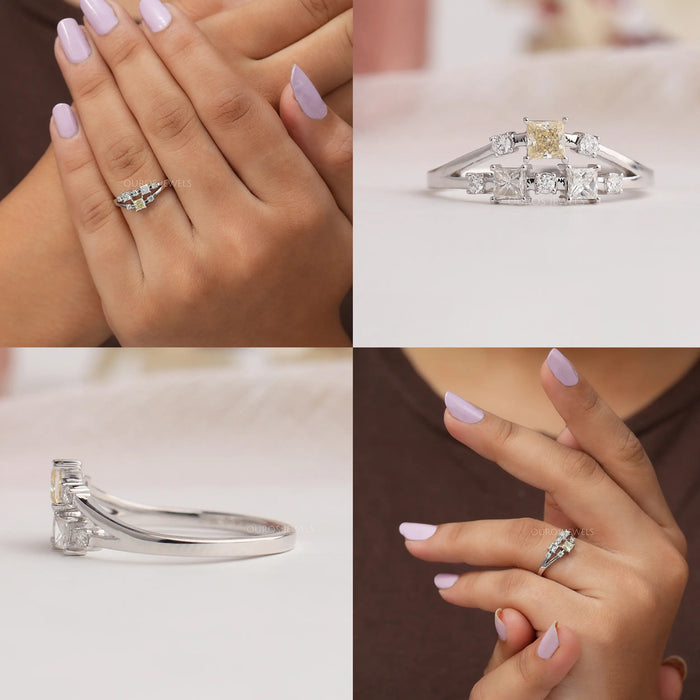 Collage of Princess cut eco friendly diamond Engagement Ring
