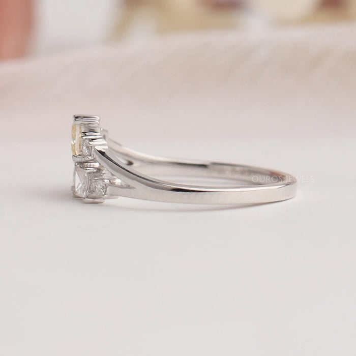 Side View Of White Gold Lab Grown Diamond Ring Crafted With Princess Cut Diamond