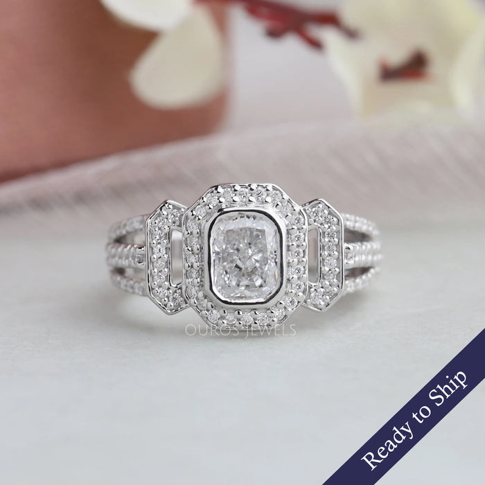 [Radiant Cut Cluster Diamond Engagement Ring]-[Ouros Jewels]