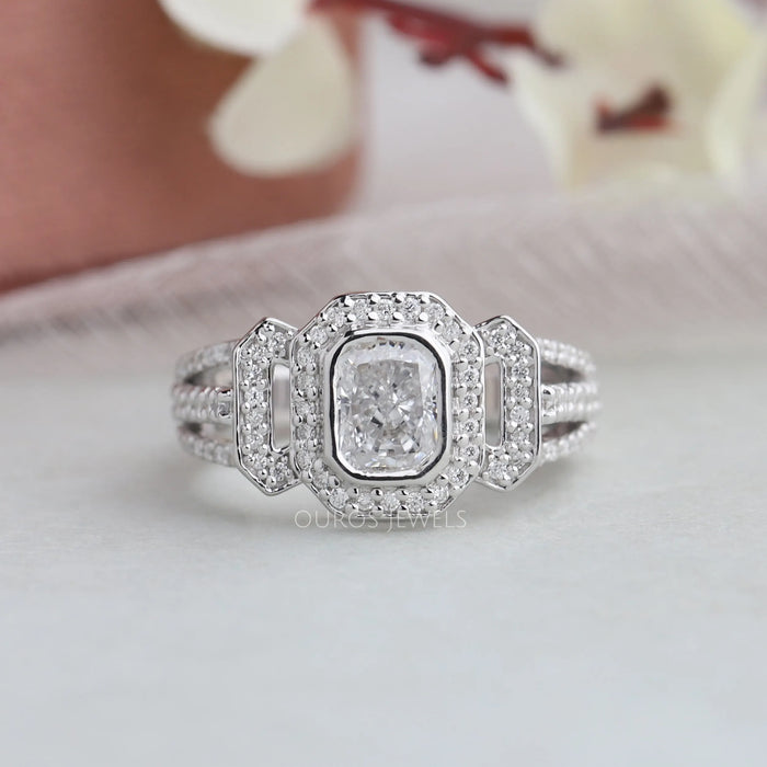 [Radiant Cut Cluster Diamond Ring]-[Ouros Jewels]