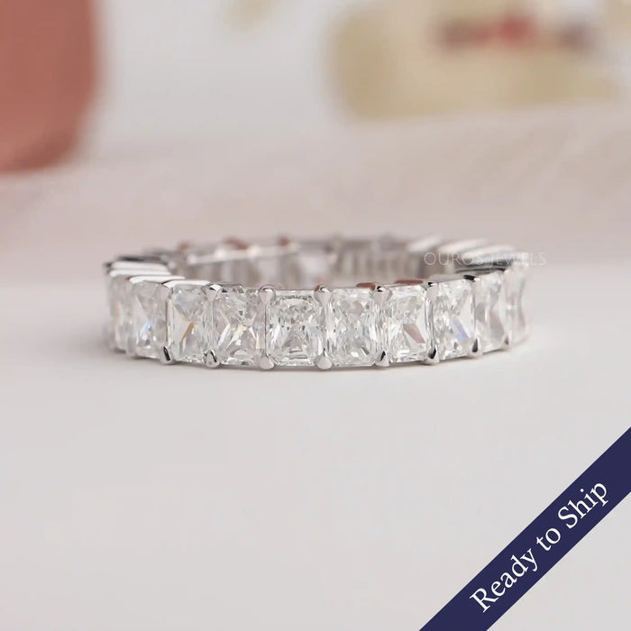 Radiant Cut Lab Grown Diamond Eternity Wedding Band In 14k White Gold