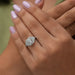 In finger look of vintage radiant cut lab created diamond engagement ring