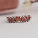 Five stone heart cut lab diamond band in fancy red color