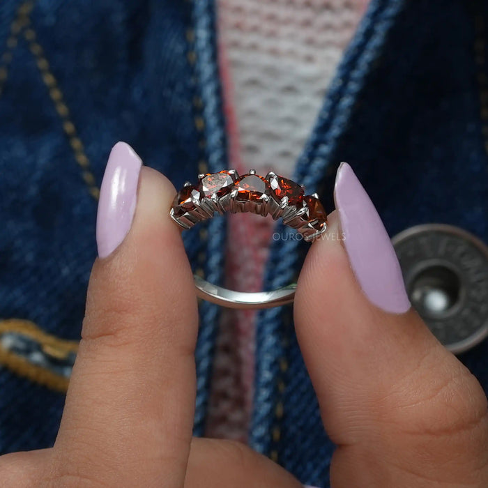 Pink Heart Cut Multi Split Shank Ring