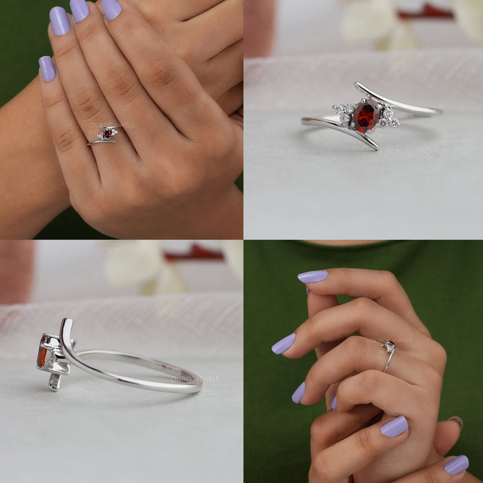 [Collage of Red Oval Diamond Engagement Ring]-[Ouros Jewels]