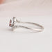 14k White Gold Curved Shank Studded With Round Diamonds Of Red Princess Diamond Ring