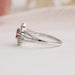14k white gold three row split shank of red princess diamond solitaire engagement ring