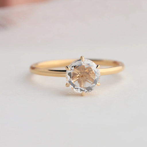 [Rose Cut Round Solitaire Diamond Engagement Ring]-[Ouros Jewels]