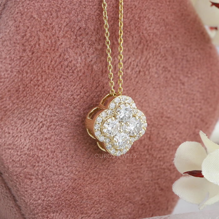 [Floral Design Diamond Pendant]-[Ouros Jewels]