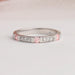 Beautiful Front View Of Pink Round Lab Diamond Half Eternity Band Made In 14K White Gold