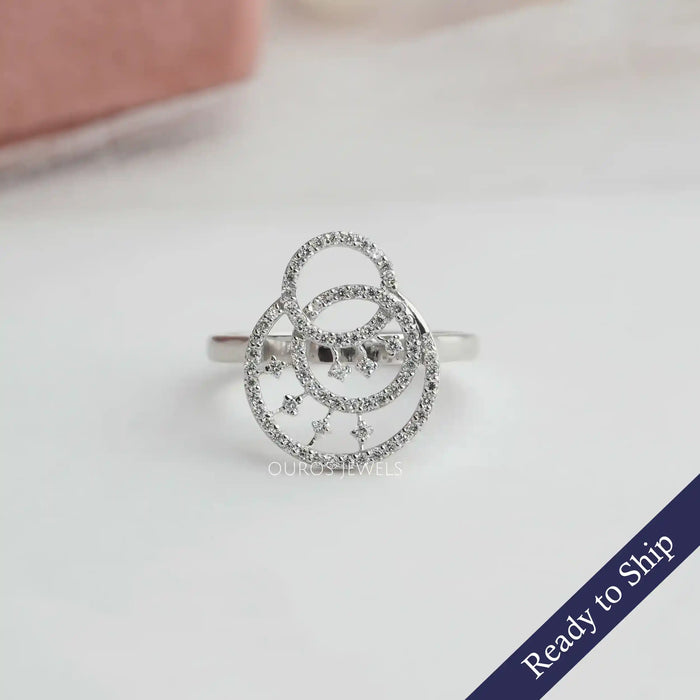 3 circle lab grown diamond wedding ring in 925 sterling silver