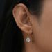[A Women wearing Round Diamond Drop Dangle Earrings]-[Ouros Jewels]