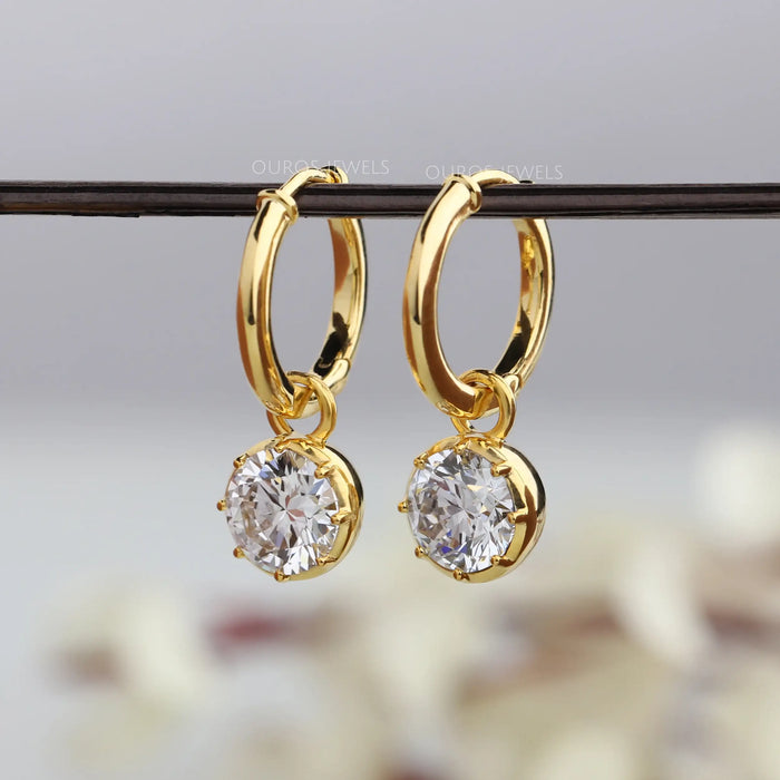[Round Lab Diamond Drop Earrings]-[Ouros Jewels]