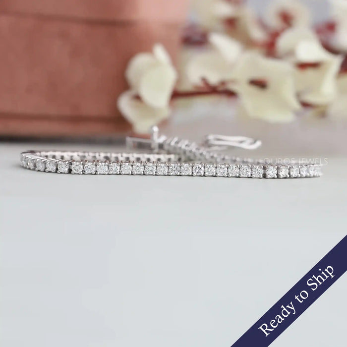 Round lab grown diamond tennis bracelet in 925 sterling silver