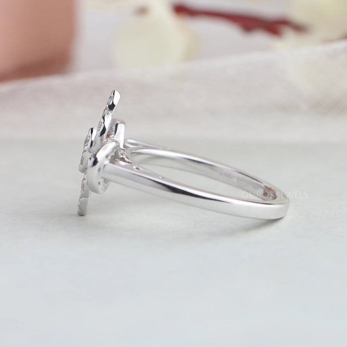 [Platinum Diamond Flower Cluster Ring]-[Ouros Jewels]