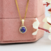 [Blue Color Round Gemstone in Center of Pendant]-[Ouros Jewels]