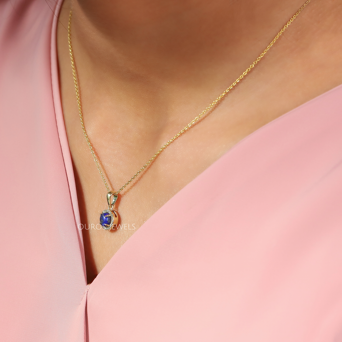 [Side Design of Blue Gemstone Pendant]-[Ouros Jewels]