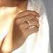 [Three Stone Shield Cut Lab diamond Ring In Platinum]-[Ouros Jewels]