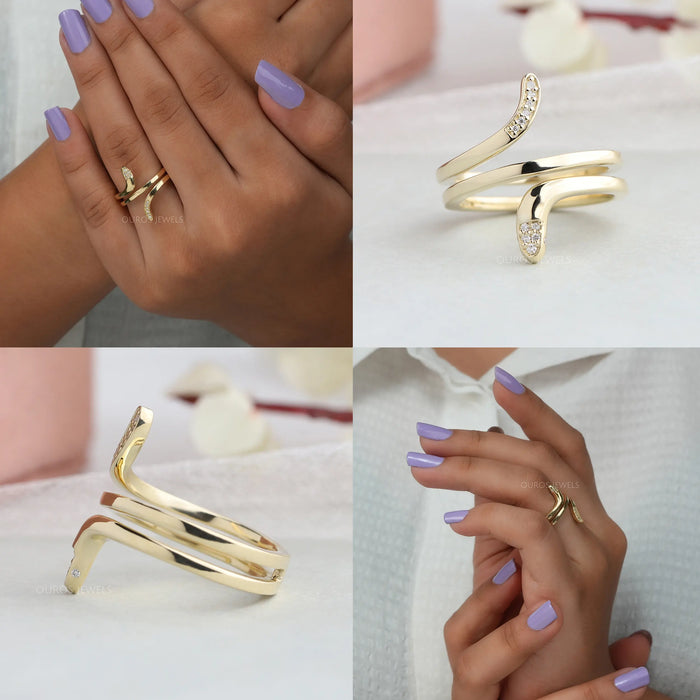 [Diamond Snake Ring Gold]-[Ouros Jewels]