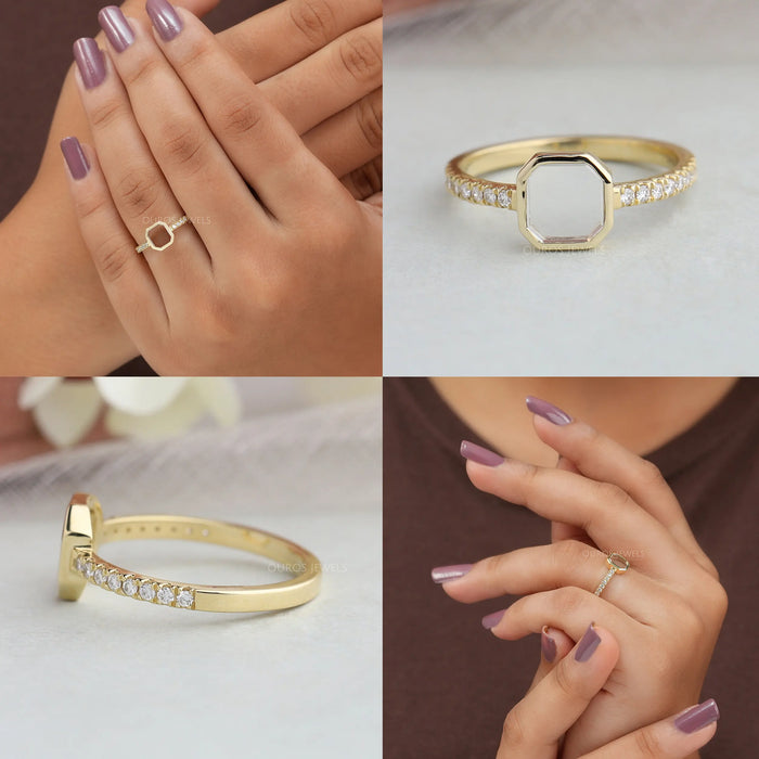 [Asscher Cut Solitaire Diamond Engagement Ring]-[Ouros Jewels]
