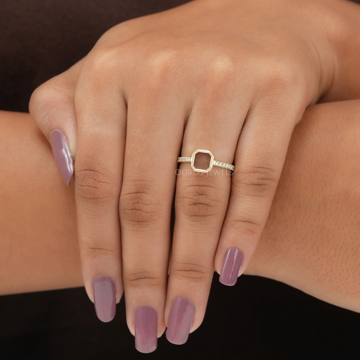 Asscher Portrait Cut Diamond Ring