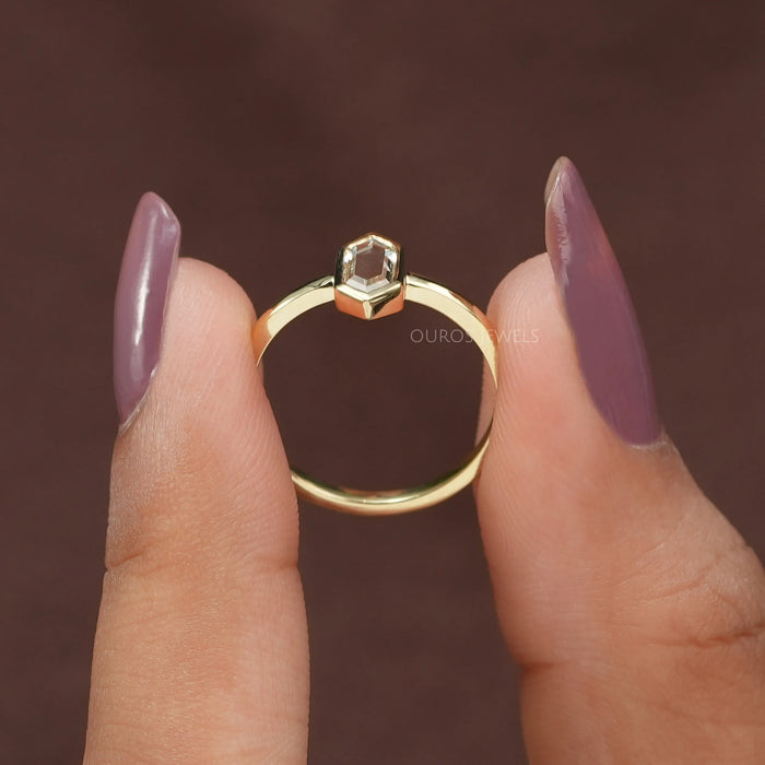 [Portrait Cut Diamond Engagement Ring]-[Ouros Jewels]