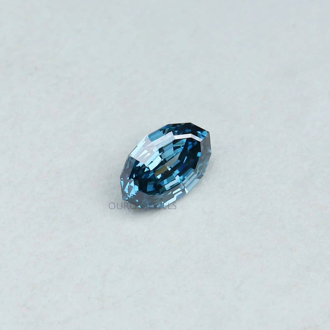 1.03 Carat Step Cut Blue Oval Lab Grown Diamond Loose